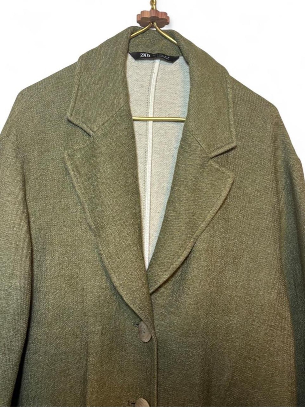 Zara Linen Blend Olive Green Oversized Blazer Jacket | S | EUC - Picture 3 of 8